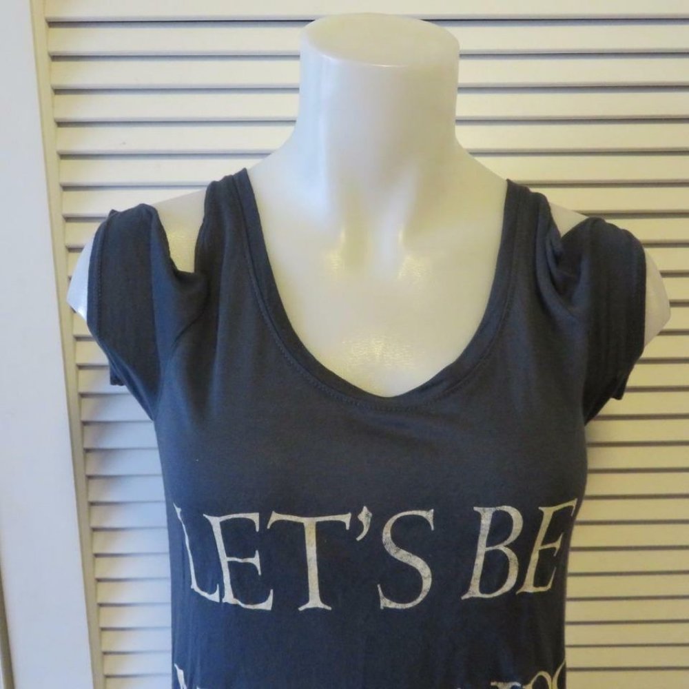 NEW WOMENS BROKEDOWN NAVY BLUE OFF-SHOULDER "LET'S BE MERMAIDS" TOP SIZE S * - Picture 3 of 8